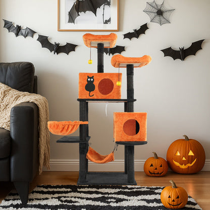 Spooktacular Heights 4-Tier Halloween Cat Tower Premium Dog & Cat Toys | WhatDaDog Pet Store
