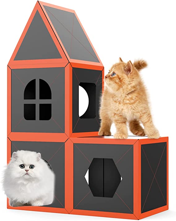 Foldable Cat House Condo - Multi-Level Cat Cube with Reversible Cushions WhatDaDog Premium Pet Store | Quality Dog & Cat Accessories