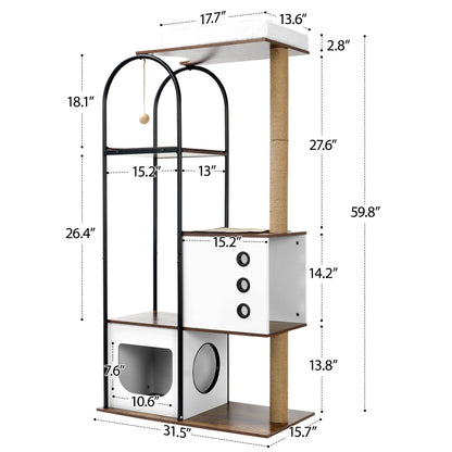Skyline Multi-Level Cat Tower 59 Inches Tall WhatDaDog Premium Pet Store | Quality Dog & Cat Accessories